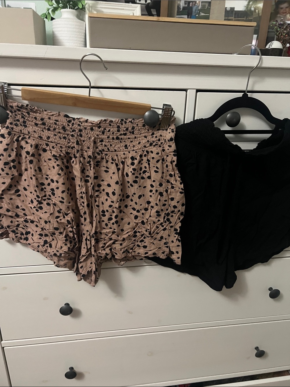 Women’s Smocked Waist Polka Dot Shorts - and black shorts